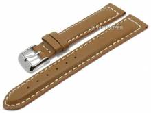 MEYHOFER Basic watch strap Pikeville 24mm light brown leather smooth light stitching (width of buckle 22 mm)