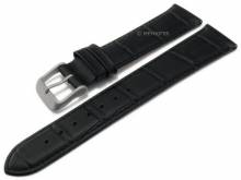 Uhrenarmband Valdemoro 17mm schwarz Leder Alligator-Prägung Titanschließe von MEYHOFER (Schließenanstoß 16 mm)