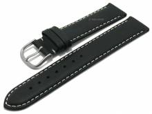 Uhrenarmband Pamplona 18mm schwarz Leder Titanschließe helle Naht von MEYHOFER (Schließenanstoß 18 mm)