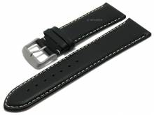 Uhrenarmband Palencia 24mm schwarz Leder Titanschließe helle Naht von MEYHOFER (Schließenanstoß 22 mm)