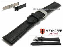Uhrenarmband XL Aneby 18mm schwarz Leder genarbt mit Butterflyfaltschließe von MEYHOFER (Schließenanstoß 18 mm)
