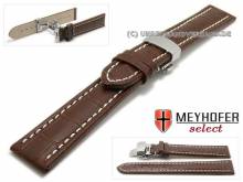 Watch strap XL Treffurt 24mm dark brown leather alligator grain with butterfly clasp MEYHOFER (width of clasp 22 mm)