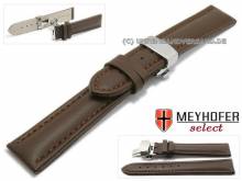 Watch strap Osaka 20mm dark brown leather smooth stitched butterfly clasp by MEYHOFER (width of clasp 18 mm)