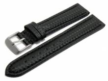 Uhrenarmband Edmonton Classic 24mm schwarz mit Titanschließe Carbon-Look abgenäht von MEYHOFER (Schließenanstoß 22 mm)
