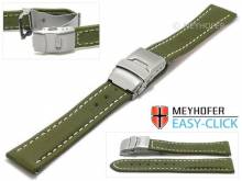Watch strap Meyhofer EASY-CLICK Sahtu 24mm olive leather vegetable tanned light stitched clasp (width of clasp 22 mm)