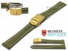 Watch strap Meyhofer EASY-CLICK Yukon 20mm olive leather vegetable tanned light stitched clasp (width of clasp 18 mm)
