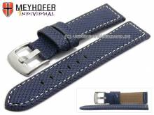 Watch strap Riga 24mm dark blue synthetic textile look light stitching by MEYHOFER (width of buckle 22 mm)