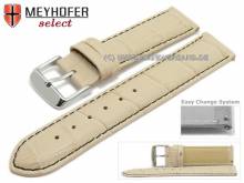 Watch band Meyhofer EASY-CLICK Marseille Special 20mm beige alligator grain black stitching (width of buckle 20 mm)