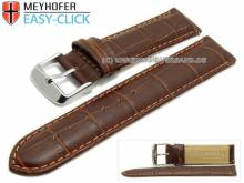 Uhrenarmband Meyhofer EASY-CLICK Marseille Special 18mm dunkelbraun Allig.-Prägung orange Naht (Schließenanstoß 18 mm)
