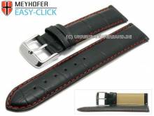 Uhrenarmband Meyhofer EASY-CLICK Marseille Special 18mm schwarz Allig.-Prägung rote Naht (Schließenanstoß 18 mm)