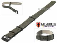 ABVERKAUF: Uhrarmband Laval 20mm antik-schwarz Leder Vintage-Look Breitdornschließe schwarz Durchzugsband von MEYHOFER