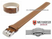 Watch strap Prag 24mm light brown leather smooth light stitching by MEYHOFER