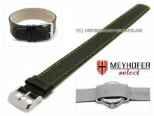ABVERKAUF: Uhrenarmband Prag 20mm schwarz Leder glatt gelbe Naht Durchzugsband von Meyhofer