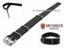 Watch strap Maracay 18mm black leather alligator grain NATO one-piece strap by MEYHOFER