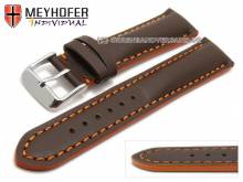 ABVERKAUF: Uhrenarmband Paracatu 19mm dunkelbraun Leder glatt orangefarbene Naht von Meyhofer (Schließenanstoß 18 mm)
