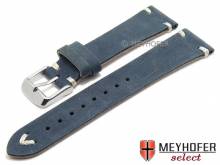 Uhrenarmband Tamworth 19mm dunkelblau Leder Vintage-Look helle Naht von MEYHOFER (Schließenanstoß 16 mm)