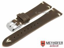 Uhrenarmband Tamworth 19mm dunkelbraun Leder Vintage-Look helle Naht von MEYHOFER (Schließenanstoß 16 mm)