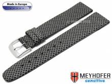 Uhrenarmband Texarkana 18mm schwarz/anthrazit Synthetik in Textiloptik VEGAN von MEYHOFER (Schließenanstoß 16 mm)