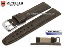 Watch strap Frohburg 24mm dark brown leather grained stitched by MEYHOFER (width of buckle 20 mm)