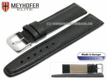 Watch strap Frohburg 24mm black leather grained stitched by MEYHOFER (width of buckle 20 mm)