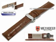 Watch strap Amarillo 24mm brown leather alligator grain with clasp by MEYHOFER (width of clasp 20 mm)