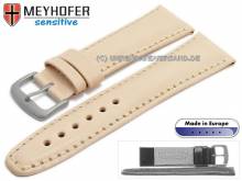 Watch strap 24mm Lucia beige leather untreated vegetable tanned light stitching by MEYHOFER (width of buckle 20 mm)