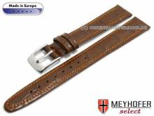 Watch strap Bradenton 14mm auburn leather alligator grain orange stitching MEYHOFER (width of buckle 12 mm)