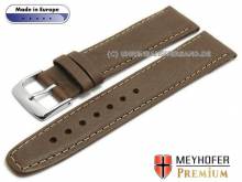 Watch strap Zagreb 20mm dark brown leather vintage look light stitching by MEYHOFER (width of buckle 18 mm)