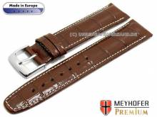 Watch strap Zamora 20mm brown leather alligator grain light stitching by MEYHOFER (width of buckle 18 mm)