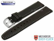 Meyhofer EASY-CLICK Uhrenarmband Tabor 18mm dunkelbraun Leder genarbt helle Naht (Schließenanstoß 16 mm)