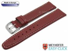 Meyhofer EASY-CLICK Uhrenarmband Tabor 18mm rot Leder genarbt helle Naht (Schließenanstoß 16 mm)