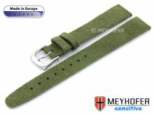 Uhrenarmband Licata 14mm grün VEGAN Alcantara velourartig von MEYHOFER (Schließenanstoß 12 mm)
