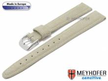 Uhrenarmband Caporetto 14mm hellbeige VEGAN velourartig von MEYHOFER (Schließenanstoß 12 mm)
