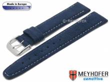 Uhrenarmband Caporetto 18mm dunkelblau VEGAN velourartig von MEYHOFER (Schließenanstoß 16 mm)
