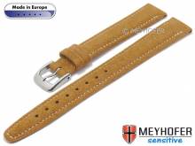 Uhrenarmband Caporetto 14mm hellbraun VEGAN velourartig von MEYHOFER (Schließenanstoß 12 mm)
