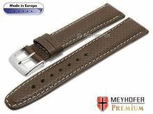 Uhrenarmband Trient 21mm mittelbraun Leder perforiert helle Naht von MEYHOFER (Schließenanstoß 18 mm)