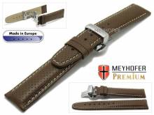 Uhrenarmband  Ferrara 23mm mittelbraun Leder perforiert helle Naht Faltschließe von MEYHOFER (Schließenanstoß 20 mm)