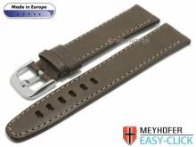 Meyhofer EASY-CLICK Uhrenarmband Reka 18mm dunkelbraun Leder genarbt helle Naht (Schließenanstoß 18 mm)