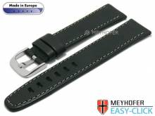 Meyhofer EASY-CLICK Uhrenarmband Reka 18mm schwarz Leder genarbt helle Naht (Schließenanstoß 18 mm)