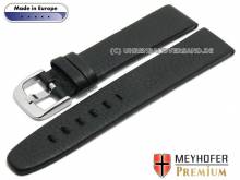 Watch strap Kamnik 22mm black leather grained robust by MEYHOFER (width of buckle 20 mm)