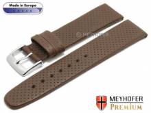 Watch strap Krainburg 24mm dark brown leather perforated matt by MEYHOFER (width of buckle 20 mm)