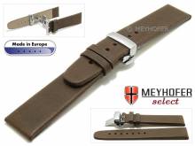 Watch strap Cosenza 24mm dark brown leather vintage look with butterfly clasp by MEYHOFER (width of clasp 20 mm)