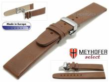 Watch strap Cosenza 24mm brown leather vintage look with butterfly clasp by MEYHOFER (width of clasp 20 mm)