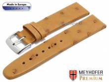 Watch strap Rijeka 19mm light brown genuine ostrich matt by MEYHOFER (width of buckle 18 mm)