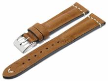 Hand made watch strap Bozeman 20mm light brown leather vintage look light stitching MEYHOFER (width of buckle 16 mm)