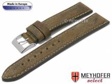 Hand made watch strap Marsala 24mm brown leather vintage look light stitching by MEYHOFER (width of buckle 22 mm)