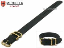 Uhrenarmband Massachusetts 22mm schwarz Textil 2 goldfarbene Metallschlaufen Durchzugsband von MEYHOFER
