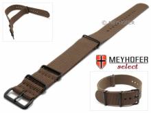 Uhrenarmband Georgia 18mm braun Textil 3 schwarze Metallschlaufen Durchzugsband von MEYHOFER