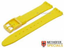 Watch strap Baytown 17mm yellow synthetics smooth suitable for SWATCH by MEYHOFER (width of buckle 16 mm)