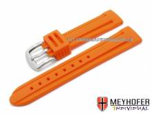 Watch strap Bozen 24mm orange silicone with 2 grooves matt by MEYHOFER (width of buckle 22 mm)